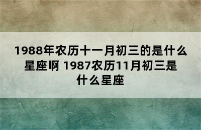 1988年农历十一月初三的是什么星座啊 1987农历11月初三是什么星座